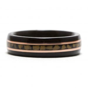 Ebony Wood Ring With Copper And Tiger Eye Inlay – Size 9