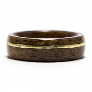 Mahogany Wood Ring Inlaid With Guitar String – Size 10