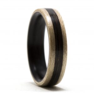 Maple Wood Ring Lined And Inlaid With Ebony – Size 9