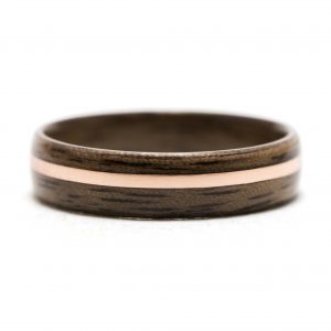 Walnut Wood Ring Inlaid With Copper