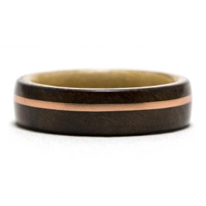 Walnut Wood Ring Lined With Maple And Copper Inlay – Size 10