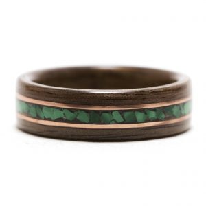 Koa Wood Ring With Malachite And Copper Inlay – Size 9