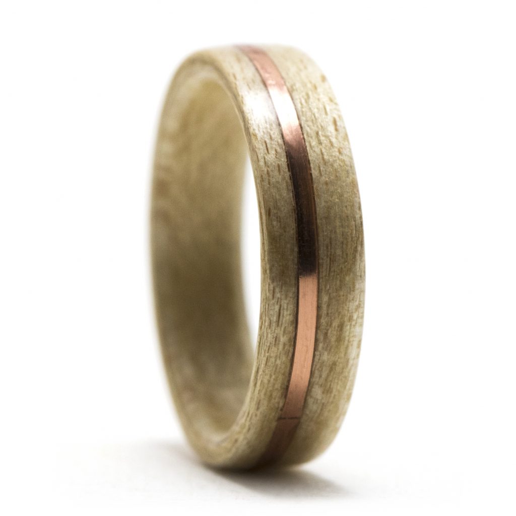 Cherry And Ebony Wood Ring Lined With Cherry And Copper Inlay - Warren ...