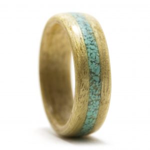 Movingui Wood Ring With Turquoise Inlay – Size 10