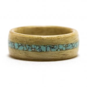 Movingui Wood Ring With Turquoise Inlay – Size 8