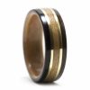 Ebony wood ring lined with cherry and brass/cherry inlay