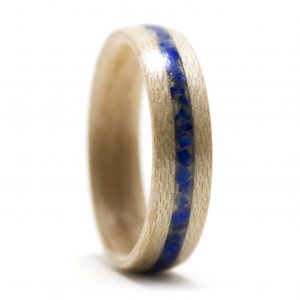 Maple Wood Ring With Lapis Lazuli Inlay – Size 6