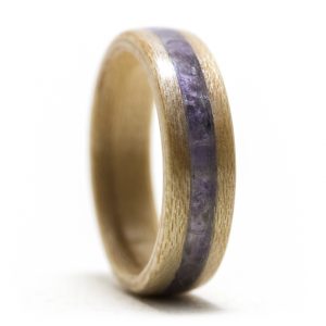 Maple Wood Ring With Amethyst Inlay
