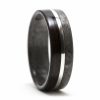 Gray maple birdseye and ebony wood ring inner lined with gray maple and silver inlay