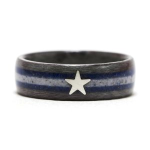 Dallas Cowboys Ring – Gray Birdseye Maple Inlaid With Lapis Lazuli, Howlite, And Silver Star