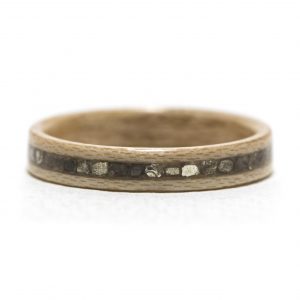 Maple Wood Ring Inlaid With Silver Glass