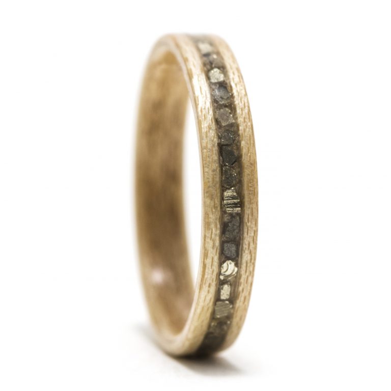 Maple Wood Ring Inlaid With Silver Glass - Warren Rings