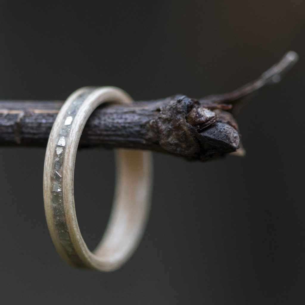 Maple Wood Ring Inlaid With Silver Glass - Warren Rings