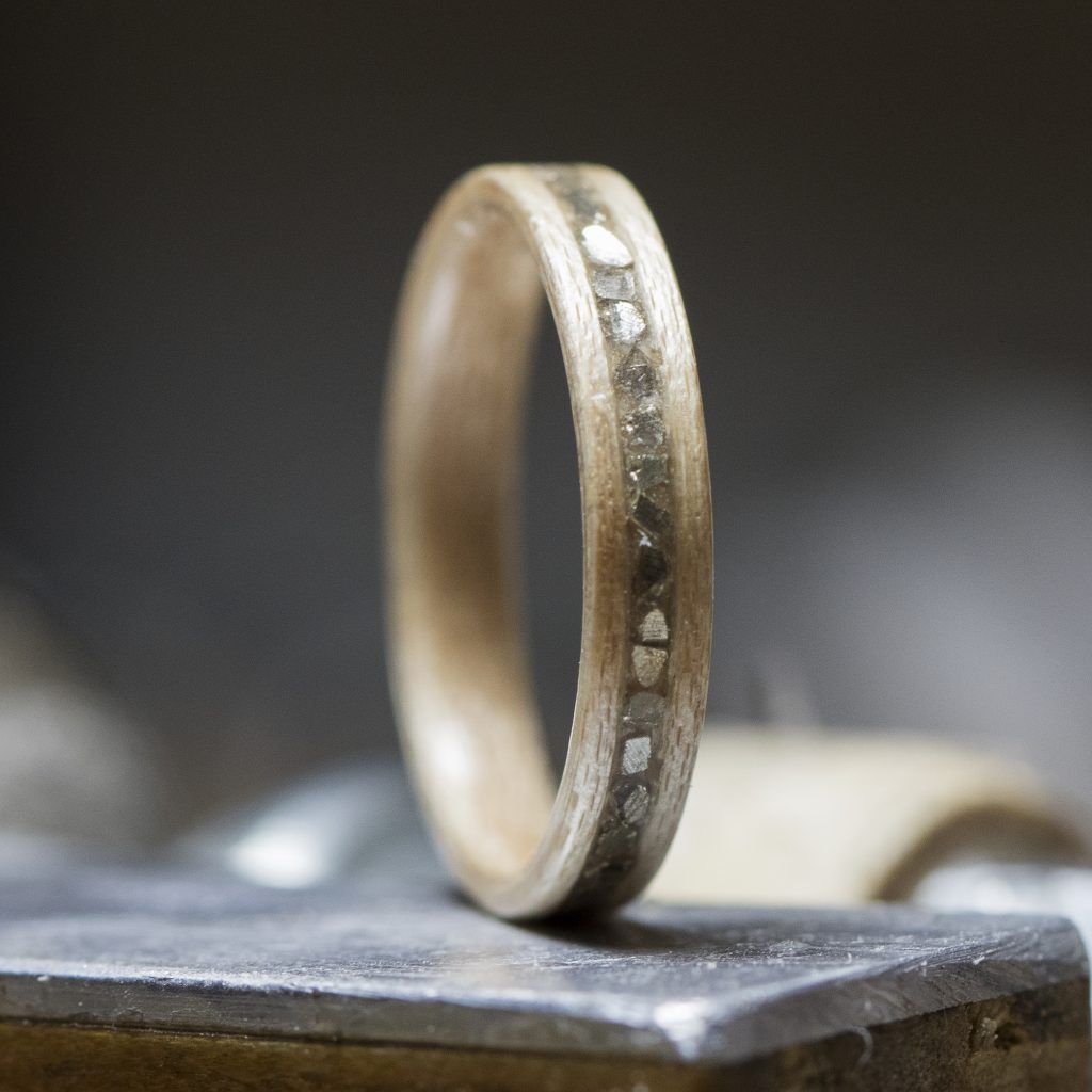 Maple Wood Ring Inlaid With Silver Glass - Warren Rings