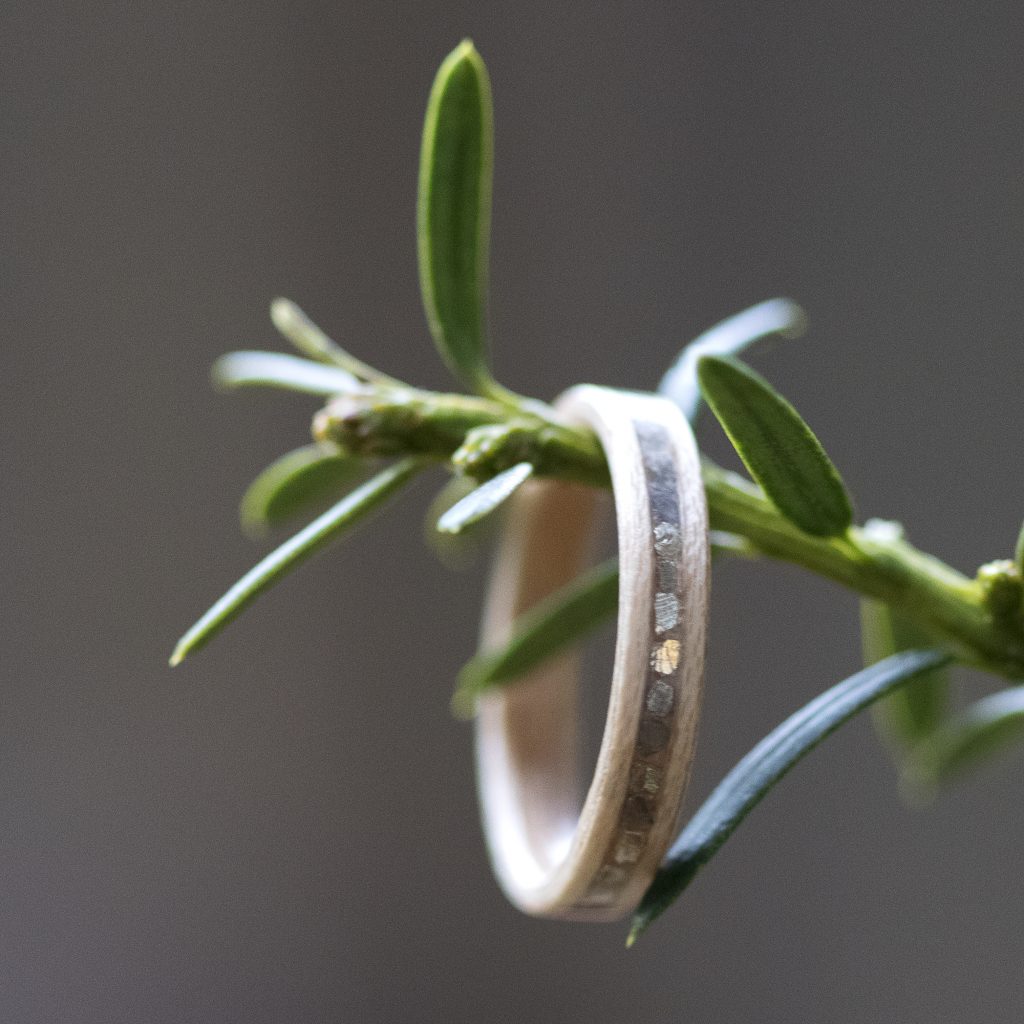Maple Wood Ring Inlaid With Silver Glass - Warren Rings