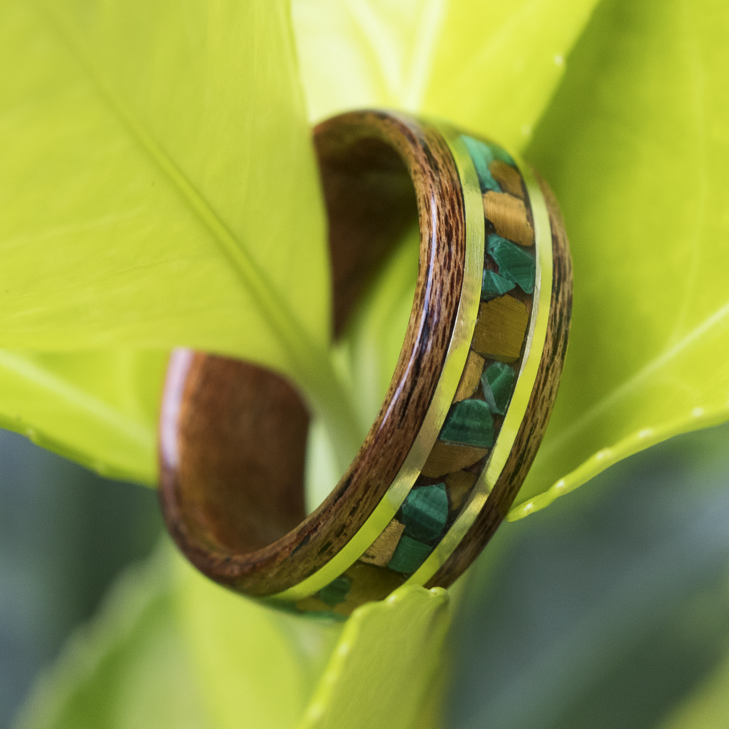 Mahogany Wood Ring Inlaid With Guitar String - Warren Rings