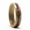 Maple wood ring with purple clam shell inlay
