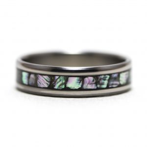 Titanium Ring With Abalone Shell Inlay – Size 10.25