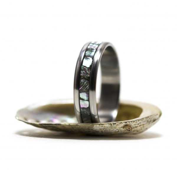 Titanium Ring With Abalone Inlay