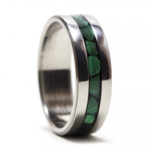 Titanium Ring With Malachite Inlay – Size 9