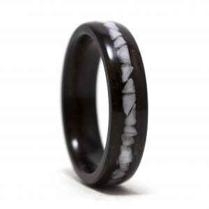 Ebony Wood Ring With Howlite Stone Inlay – Size 7