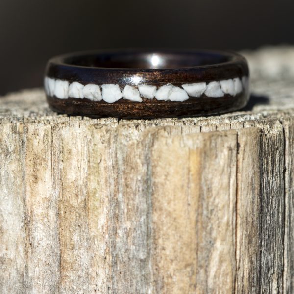 Ebony Wood Ring With Howlite Inlay