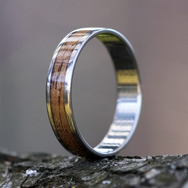 Titanium Ring Inlaid With Walnut Wood