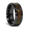 Black Ceramic Ring with Dark Matter Opal Inlay